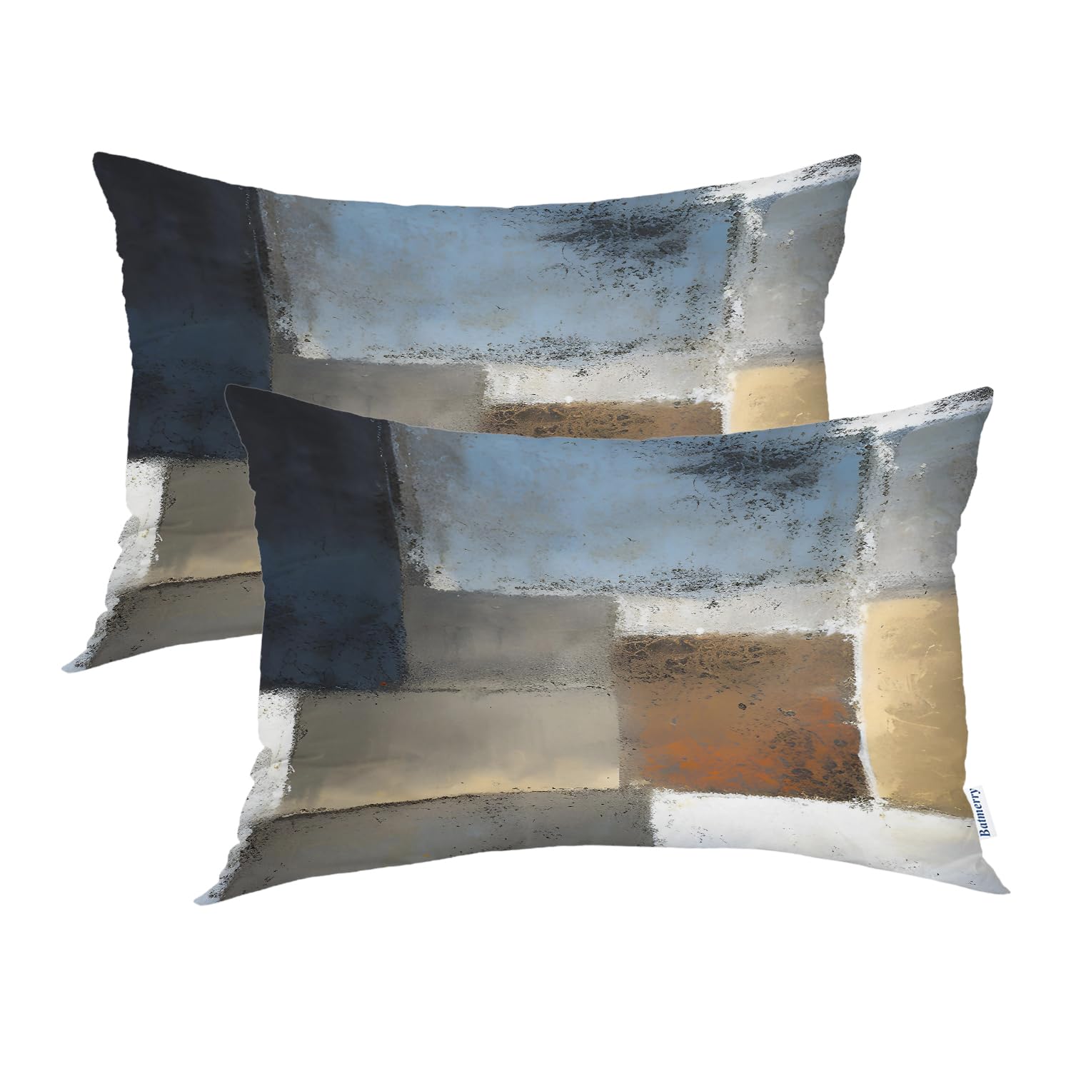 Batmerry Blue Pillow Covers 20X26, Brown and Black Pillow Covers Dusty Blue Pillow Covers Navy Blue Pillows Digital Printing Blended Fabric for Couch
