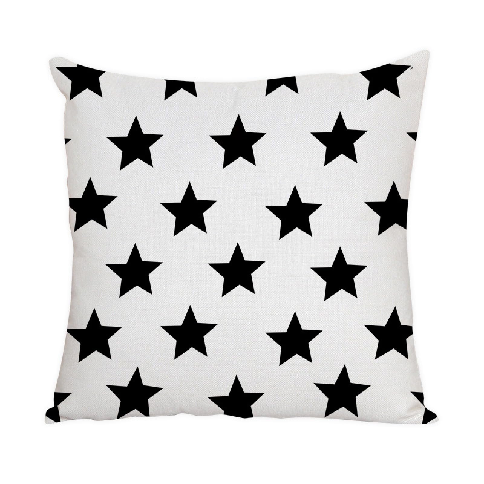 Cushion Covers Black Star Pillow Cases Cotton and Linen pillowcase with Invisible Zipper Pillow Case for Livingroom Sofa Bedroom Pillow Cover Soft Cushion Cover 45x45cm/1 Pieces