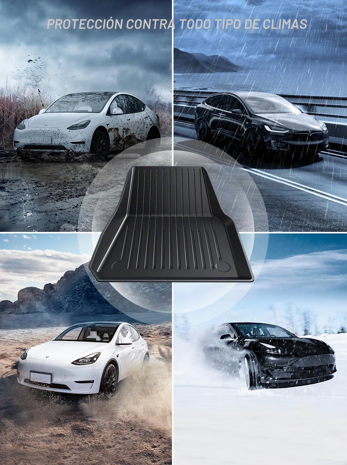 Alfombrillas de Coche para Tesla Model Y (5 Plazas el Volante Izquierdo) 2021 2022 2023 2024, Alfombras Delanteras TPE Tesla Modelo Y Antideslizante e Impermeable, Fáciles de Limpiar, Negra