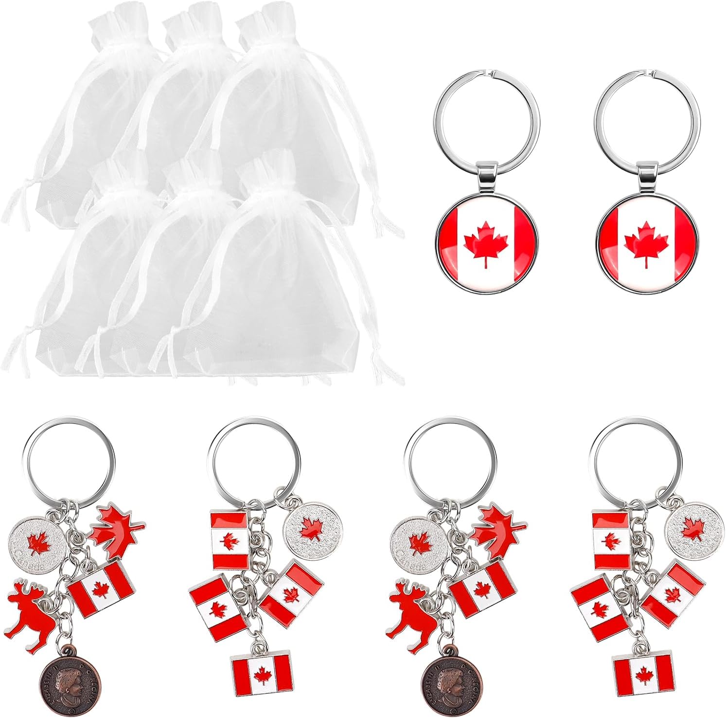LUWREVC 6PCS Canadian National Flag Keychains, Canada Souvenirs