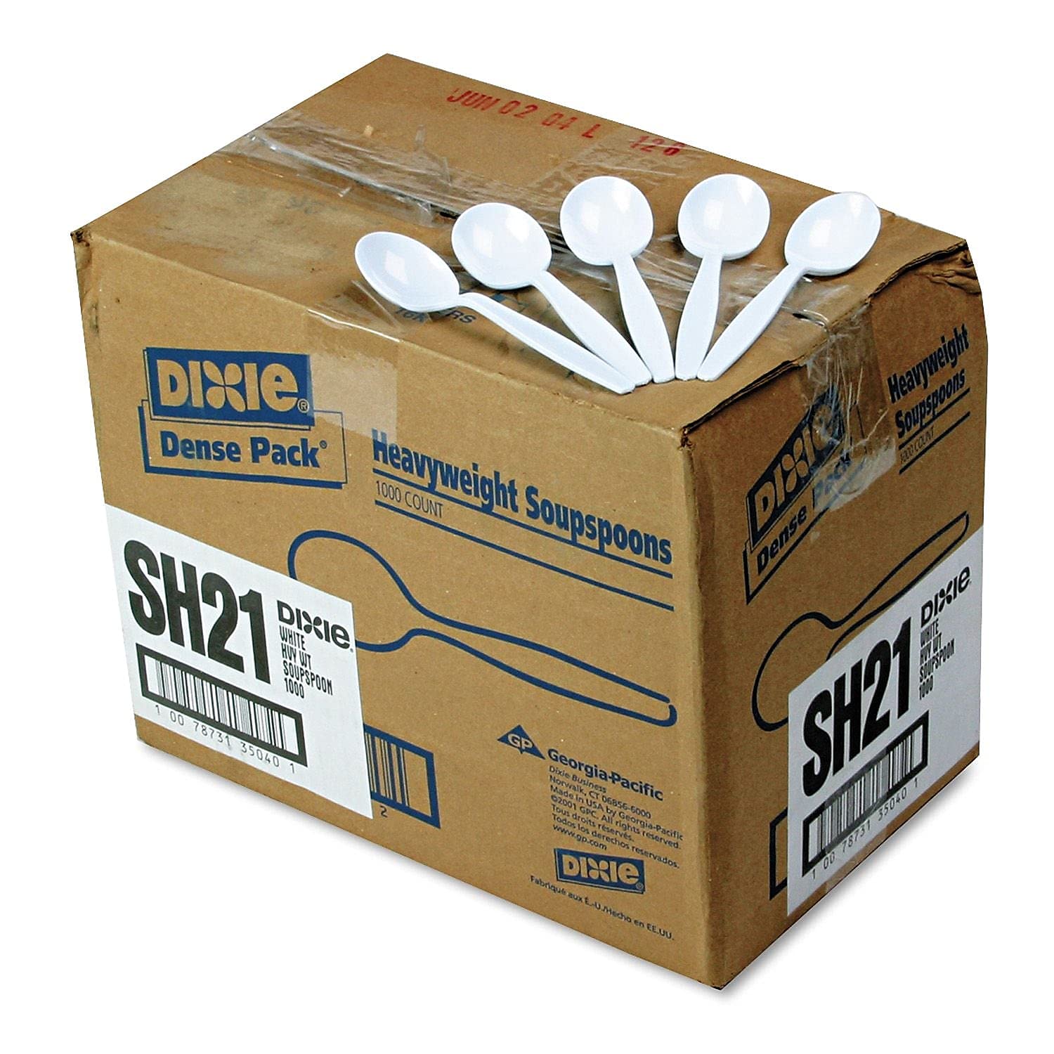 Dixie SH217 Heavy Weight Polystyrene Soup Spoon, 5.75" Length, White (Case of 1,000), 1 Box/Case