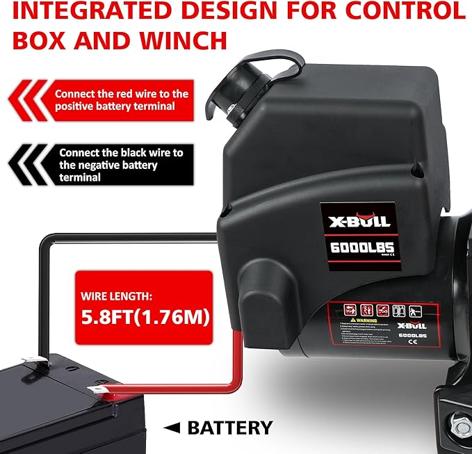Winche X-BULL 12V 6000lb con Cable Sintético y Control Remoto miniatura 5
