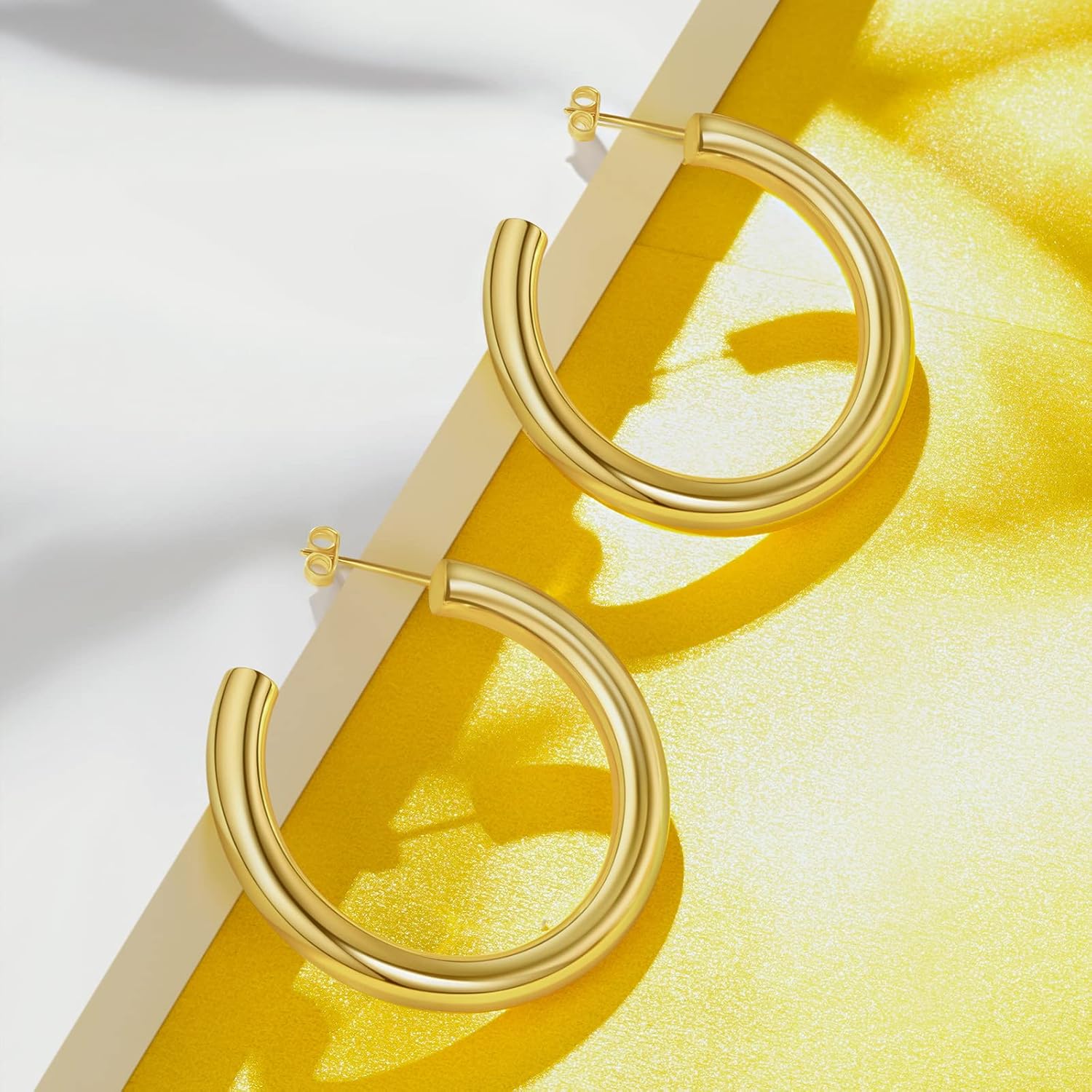 NINGAN Earrings for Women Gold Hoop Earrings Lightweight Large Tubular Hoops Jewelry Gifts - Image 3