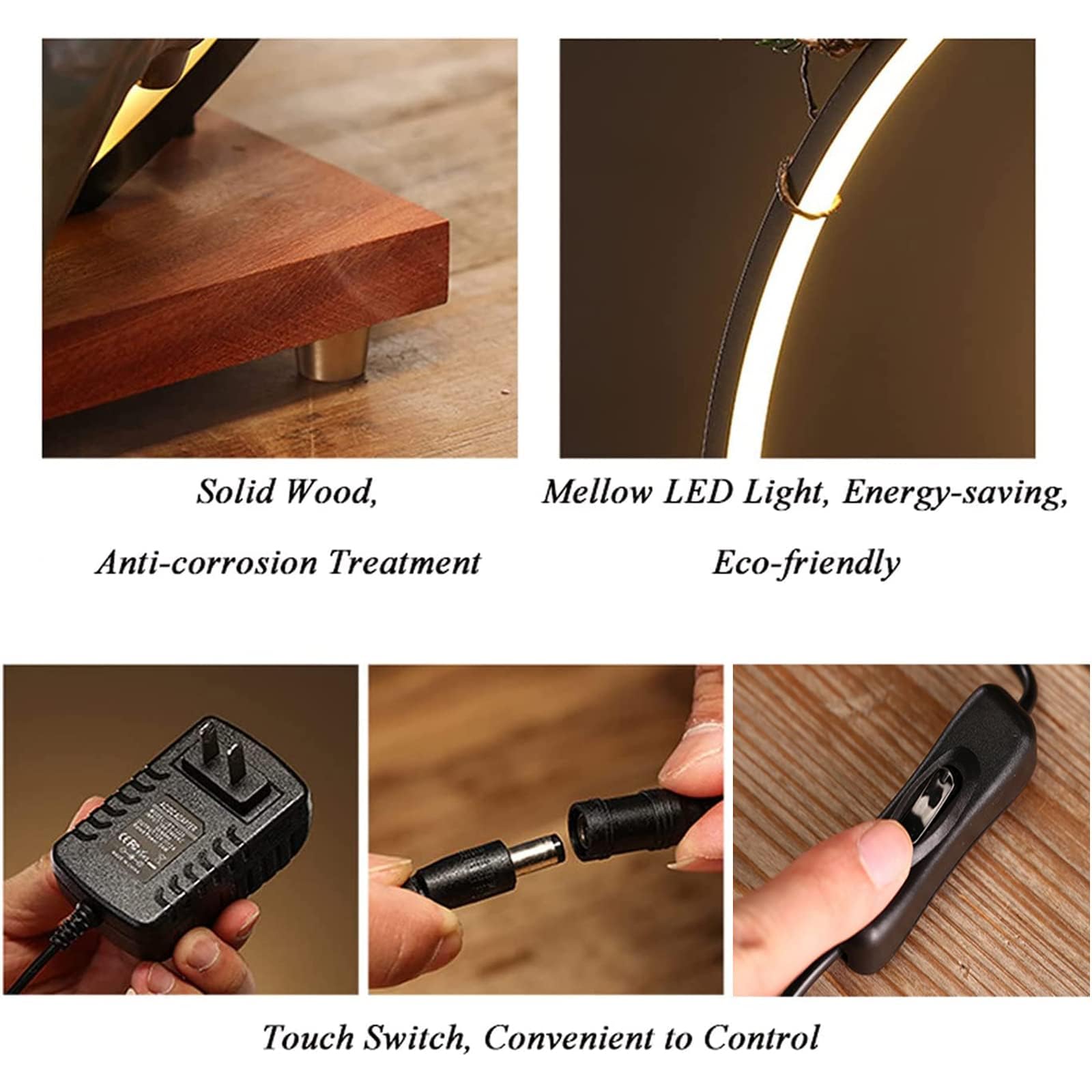 Fontaine à eau zen d'intérieur avec lumière LED et brume pour la méditation, décoration Feng Shui avec fausses plantes pour la détente à la maison