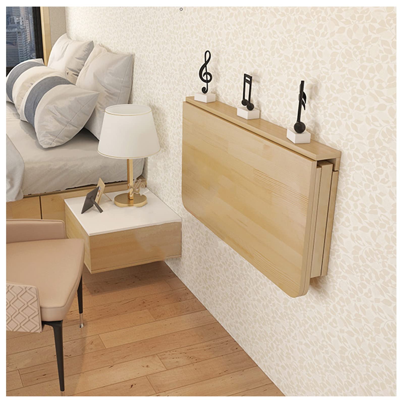ASerZenith Wall Mounted Fold Down Table,Space Saving Floating Desk, Floating Wall Shelves Folding Computer Desk,Wood Drop-Leaf Wall Mounted Table,120 * 50Cm