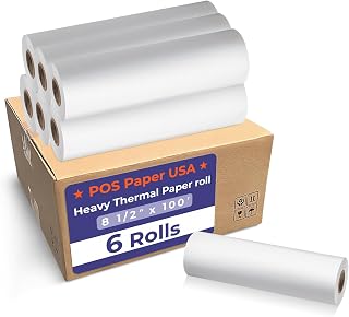 Papel térmico pesado de 8 1/2" x 100' para impresoras Brother PocketJet (6 rollos/estuche) - Sin BPA