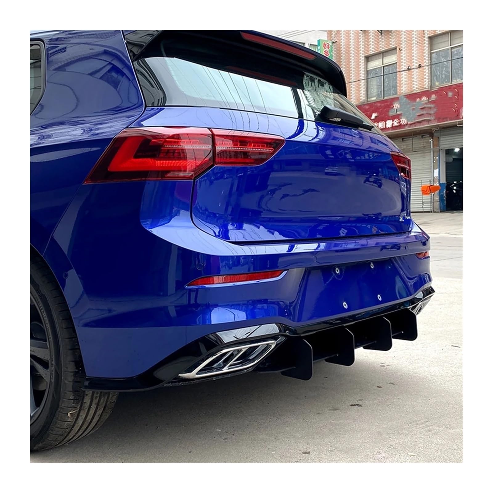 Dyfuzor tylnego zderzaka, pasuje do Volkswagena, pasuje do Golfa, 8 MK8 MK VIII Rline 2020-2023 Guard Shark, 4-płetwowy spojler, rozdzielacz wydechu dyfuzor podwozia tylnego samochodu