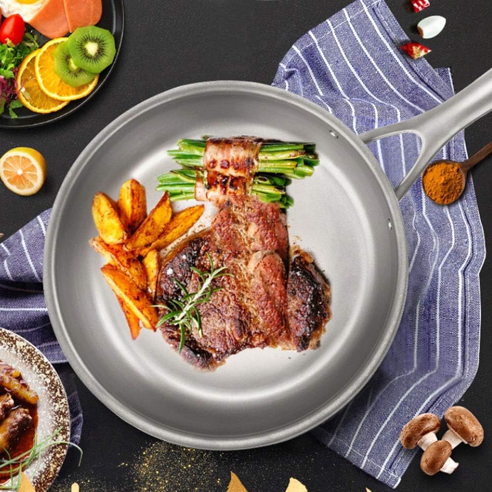 100% Pure Titanium Pan Frying Pan Uncoated Household Steak Omelet Household Gas Induction Cooking (Color : 24cm) (26cm)