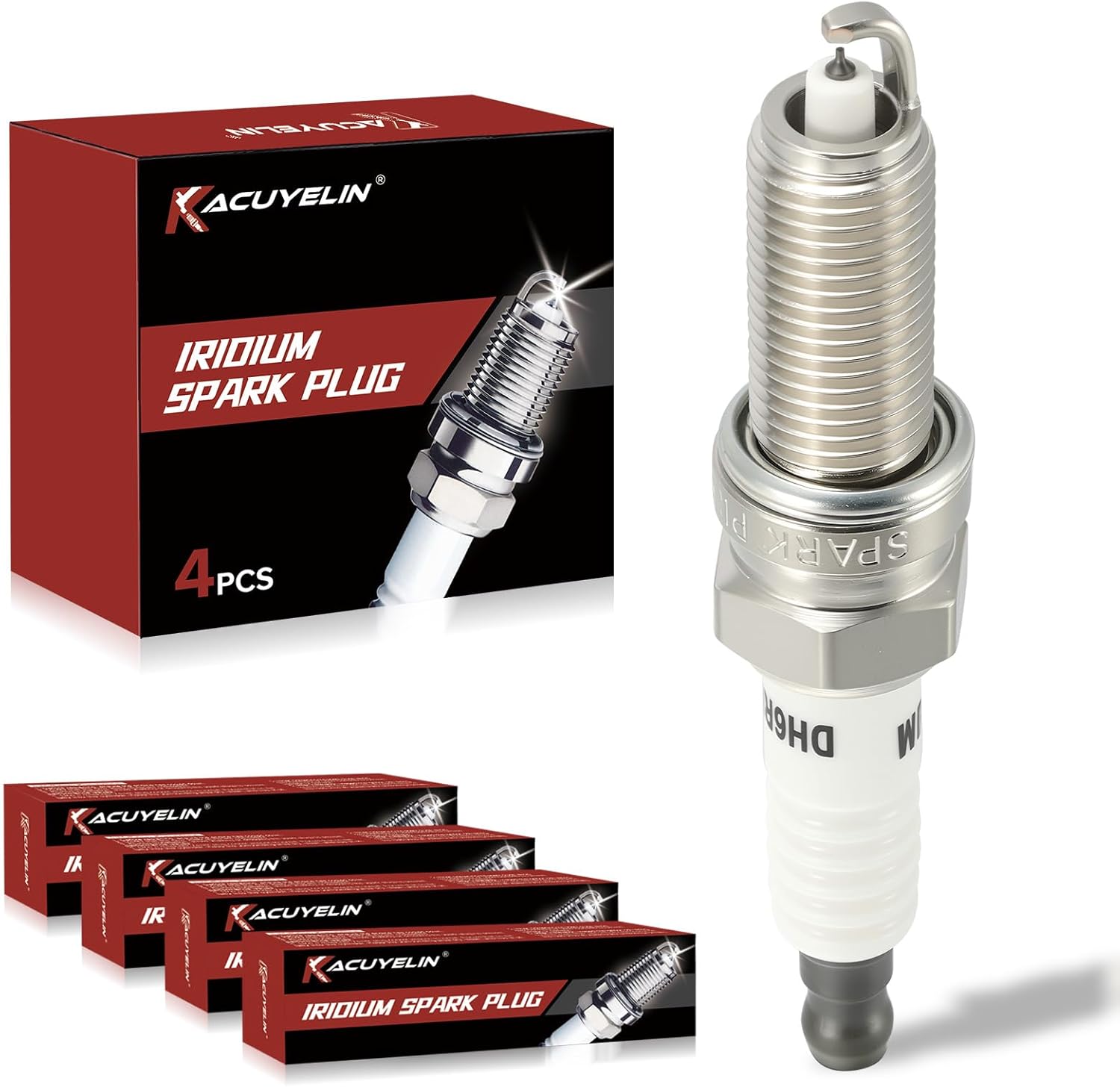 Iridium Spark Plugs Set of 4 Compatible with Hyundai Veloster Accent & Kia Soul Rio 2012 2013 2014 2015 2016 2017 2018 2019 L4 1.6L #92873,LZKR6AIX,93815,SILZKR6B10E