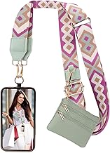 XANGNIER Correa para teléfono con clip y correa cruzada para teléfono, correa para teléfono con cartera con cremallera, Verde