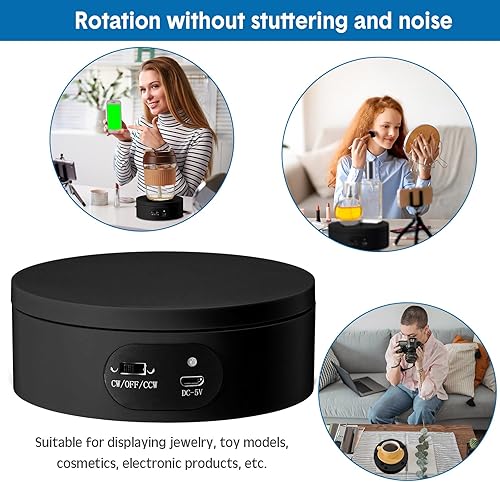 Miniatura 9 de Hoteam Turner Cup - Soporte de exhibición giratorio para vaso de epoxi con purpurina, giratorio de 360 grados, plataforma giratoria automática, mesa