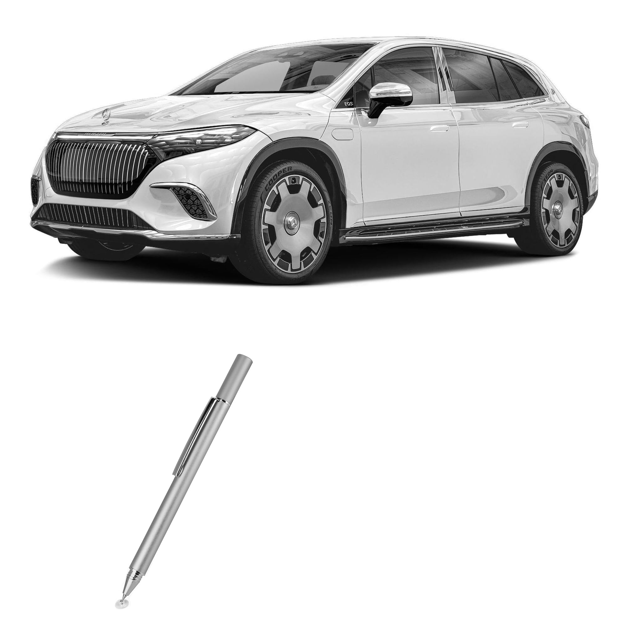BoxWave Stylus Pen Compatible with Mercedes-Benz 2024 Maybach EQS 680 SUV Passenger Display (12.3 in) - FineTouch Capacitive Stylus, Super Precise Stylus Pen - Metallic Silver