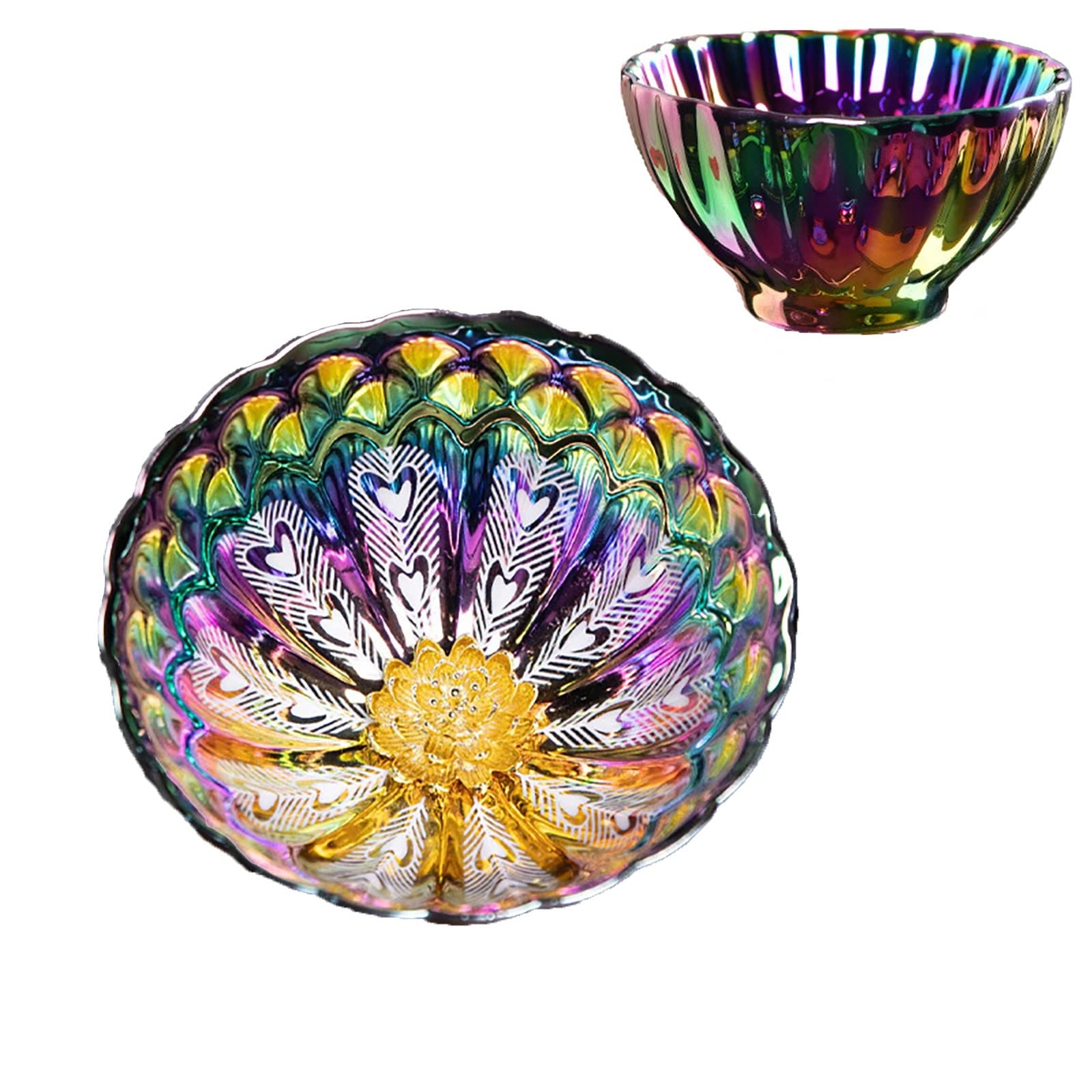 LingXuanGe JianZhan tenmokus tea cup Ceramic Handmade TeaCup inlay Teacup Kungfu Tea Cup Master Teacup (Color : Golden Lotus)
