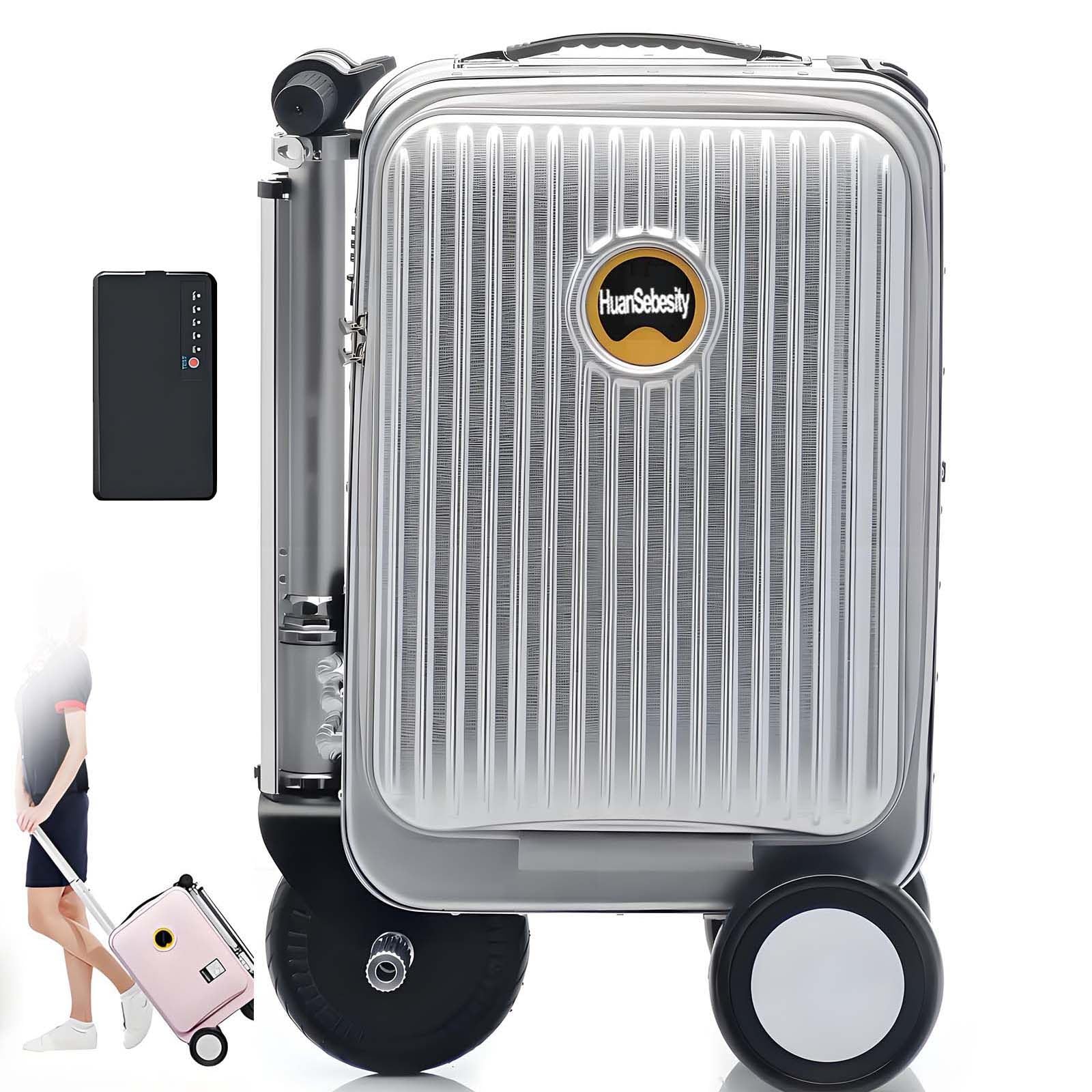 Equipaje Tipo Scooter Motorizado,Maleta Que Puedes Viajar B-Silver