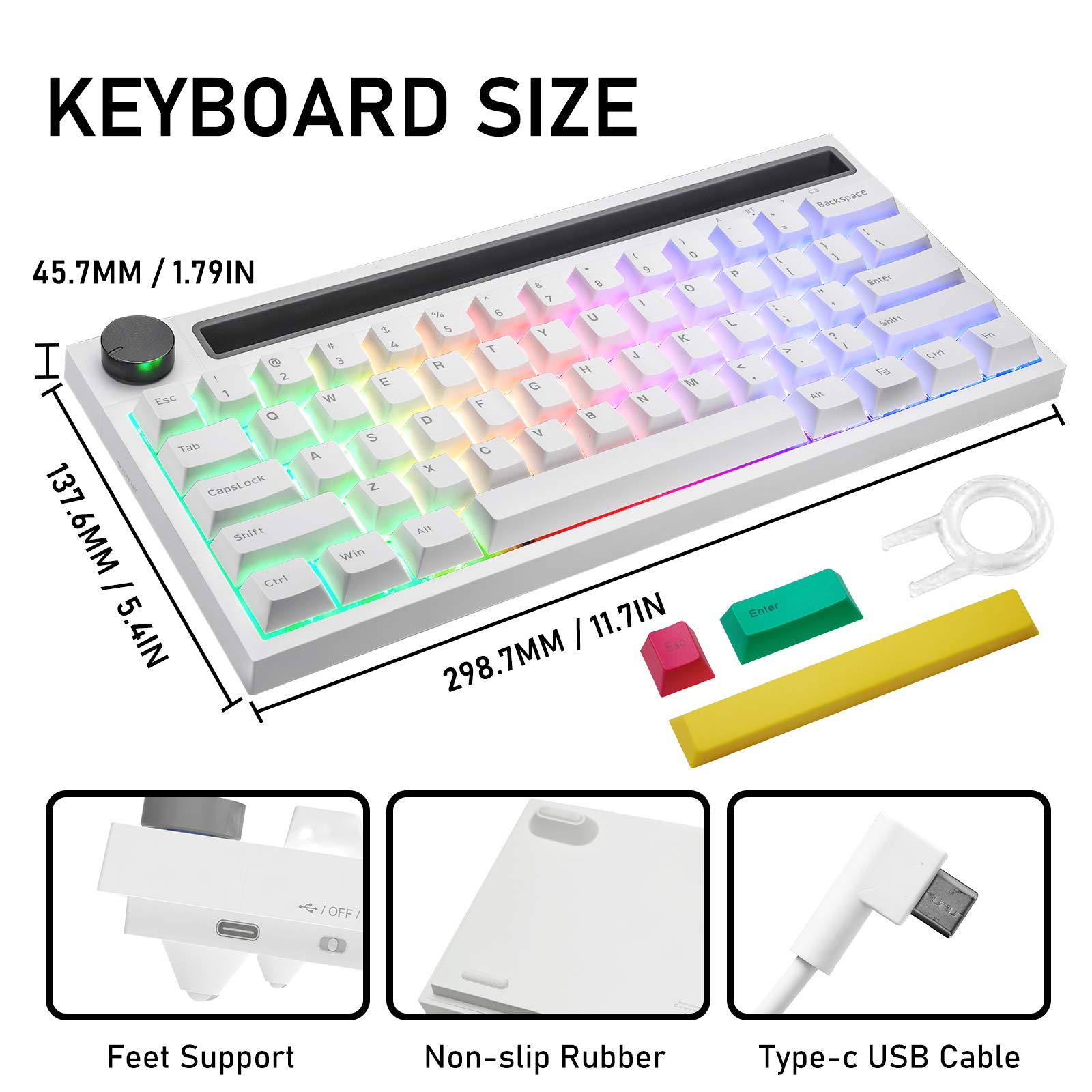 Buy 60 Mechanical Gaming Keyboard Type C Wired/Wireless Bluetooth 19