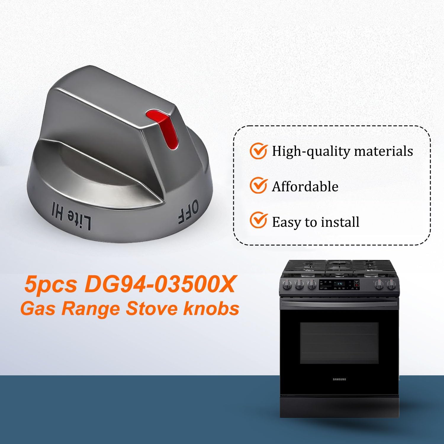 DG94-03500X for Samsung Gas Stove Knobs Replacement(5PCS), for Samsung Stove/Oven Knob Replacement for Compatible with NX60T8111SG/AA NX60T8311SG/AA