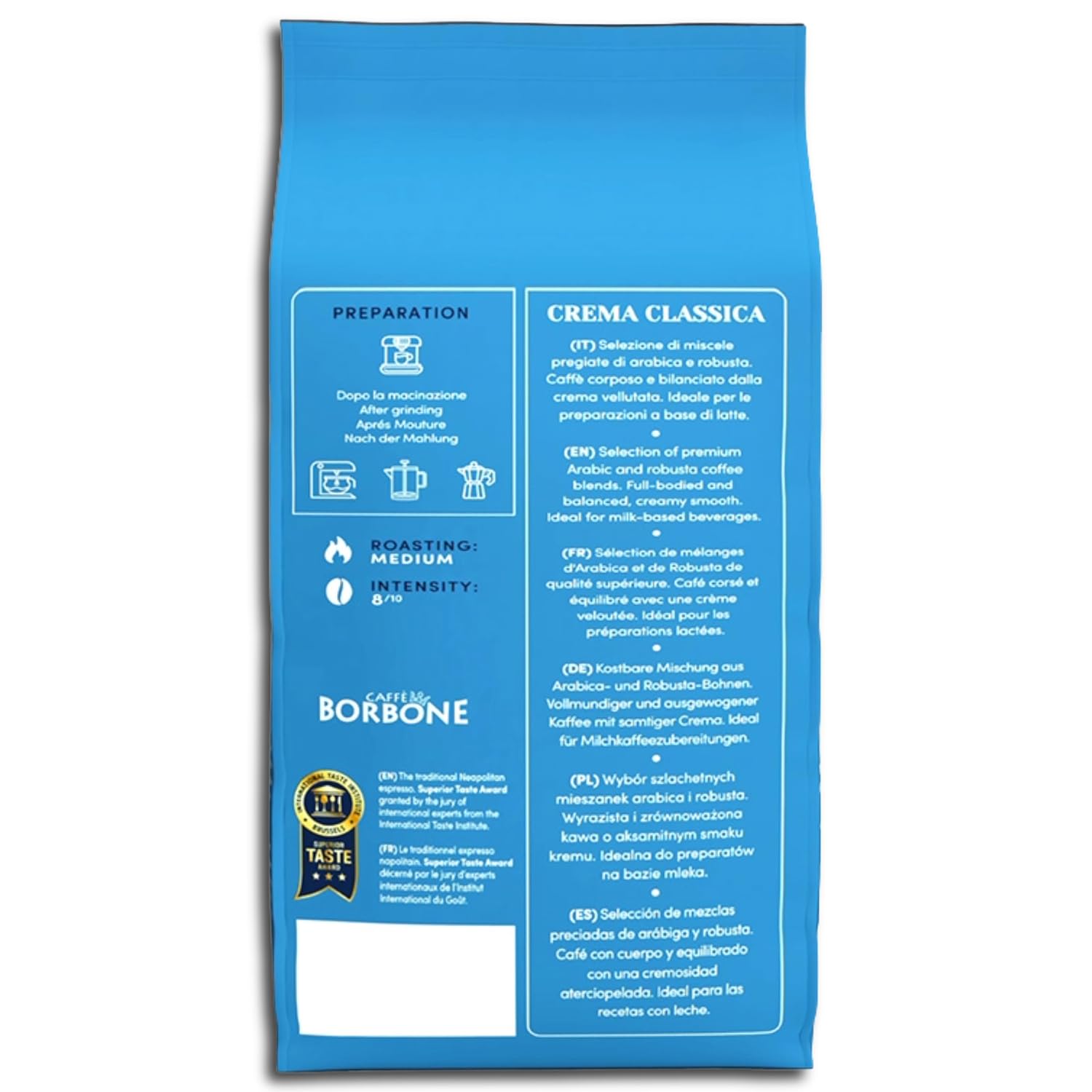 Caffè Borbone Whole Bean Coffee, Medium Roast Arabica and Robusta Blend, Crema Classica, Full-Bodied and Balanced Italian Coffee, 2.2 lb Bag