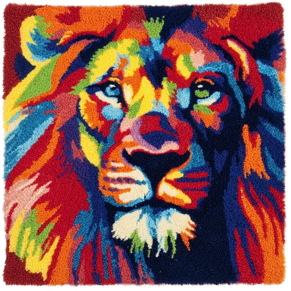 AxiangziK Latch Hook Cushion Kits,Animal Lion