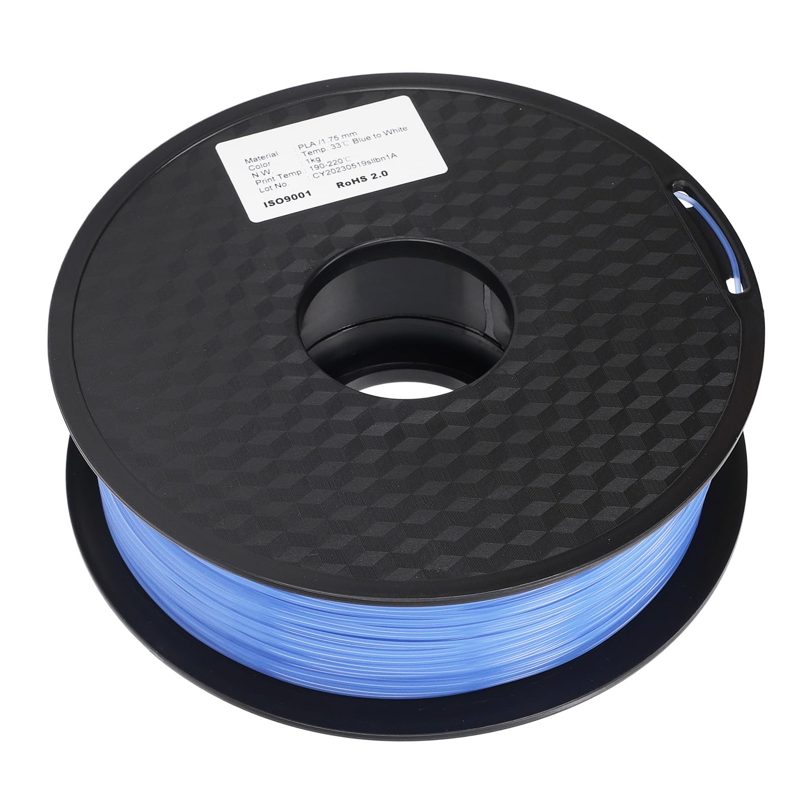 Consumible de impresión 3D, filamento PLA de 1,75 mm que cambia de color de azul a blanco, filamento impermeable de alta resistencia con alimentación suave y bajo encogimiento para