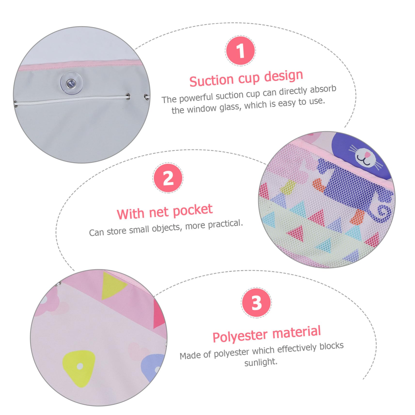 VICASKY 3 Piezas Protector Solar de Dibujos Animados Las Ventanas del Coche se aferran a la sombrilla parasoles de Bebe para carros Cortinas toldos Exterior enrollables Auto