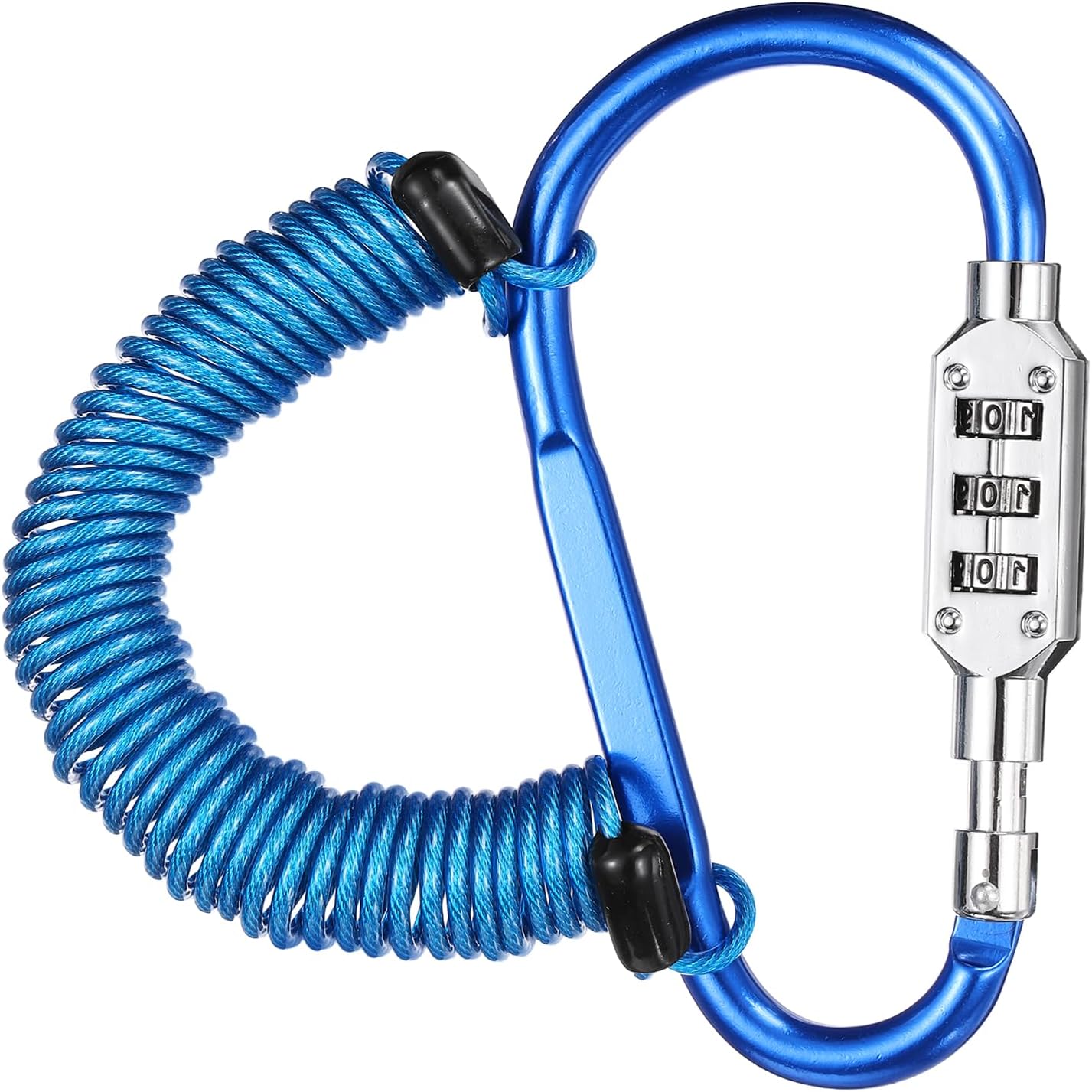 PATIKIL Security Steel Cable Lock, (8.2 Feet, Blue), Double Loop Safety Wire Rope with 4.8" D-Shaped 3-Digit Code Combination Lock, Suit for - Bicycles/Motorcycle/Suitcase/Luggage