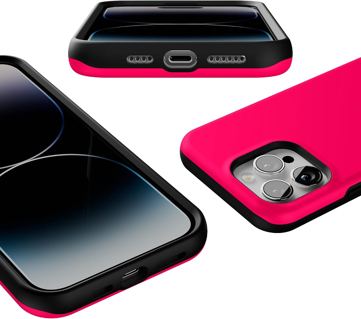 Casely iPhone 14 Pro Max Case | Think Pink | Solid Neon Pink | Bold Protective Design | Compatible with MagSafe