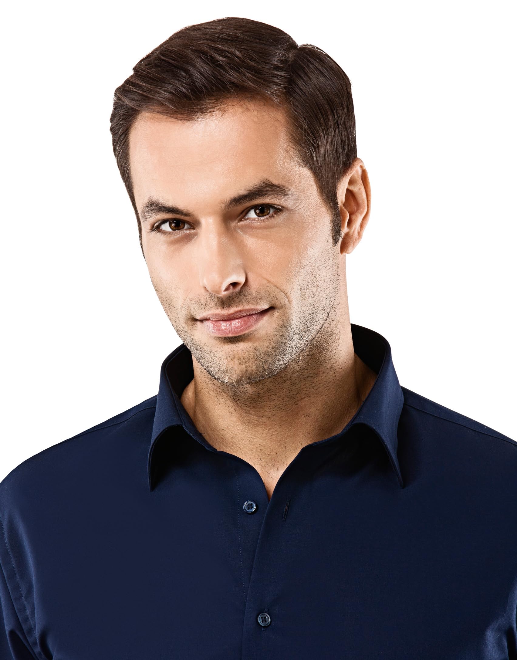 Vincenzo Boretti Camicia Uomo Eleganti, Taglio Normale/Regular-Fit, Collo Classico, Manica Lunga, in Tinta Unita - Non Stiro/Non-Iron