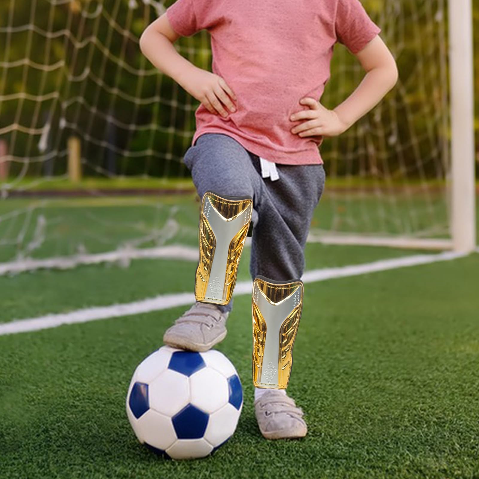 Lot De 2 Paires De Protège-tibias De Football Avec Double Sangle Réglable Pour Tout-petits, Enfants, Adolescents (noir Et Bleu, Taille M (1,9 M à 1,2 M