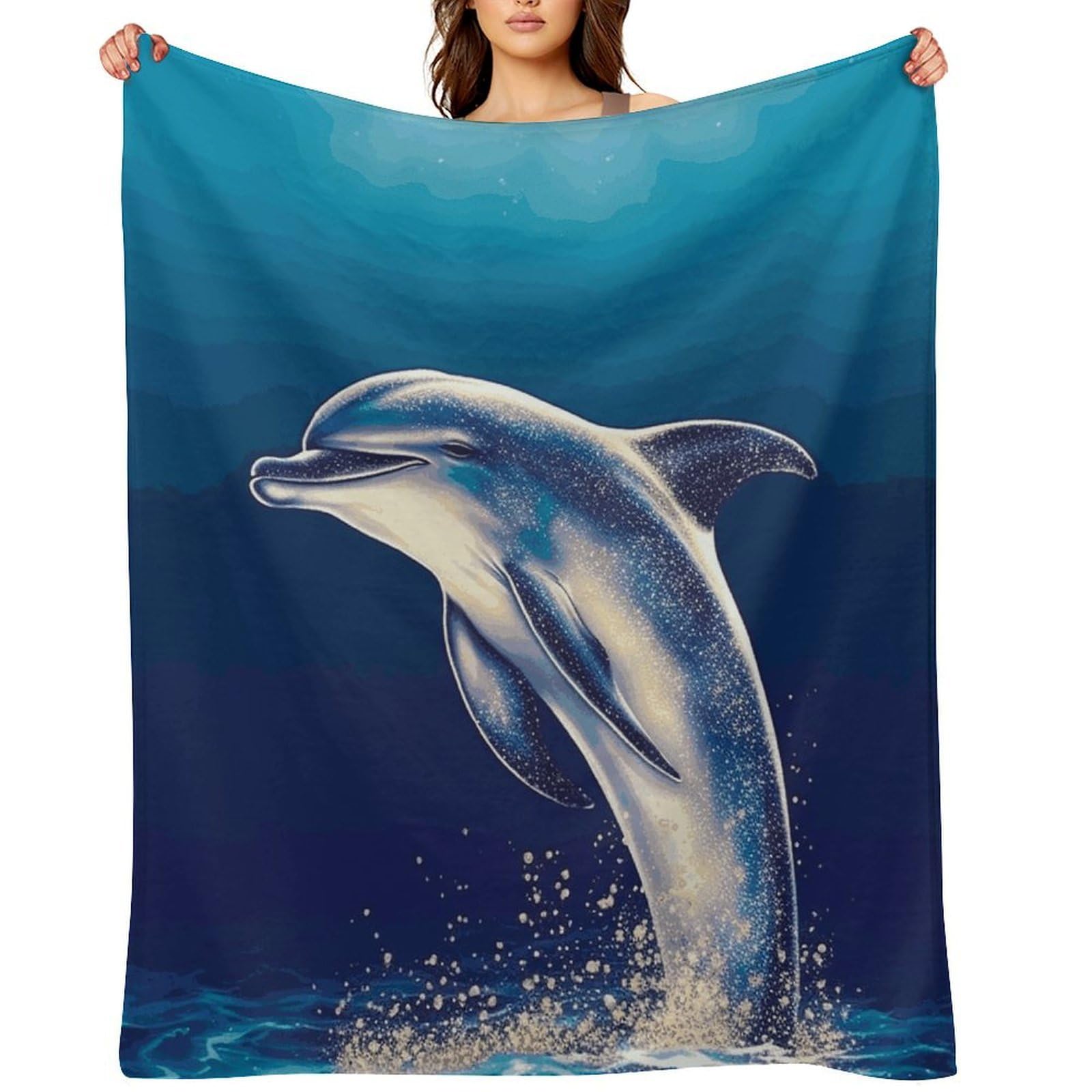 Fekiloot Style Glitter Dolphin Throw Blankets Camping Blanket50 X60