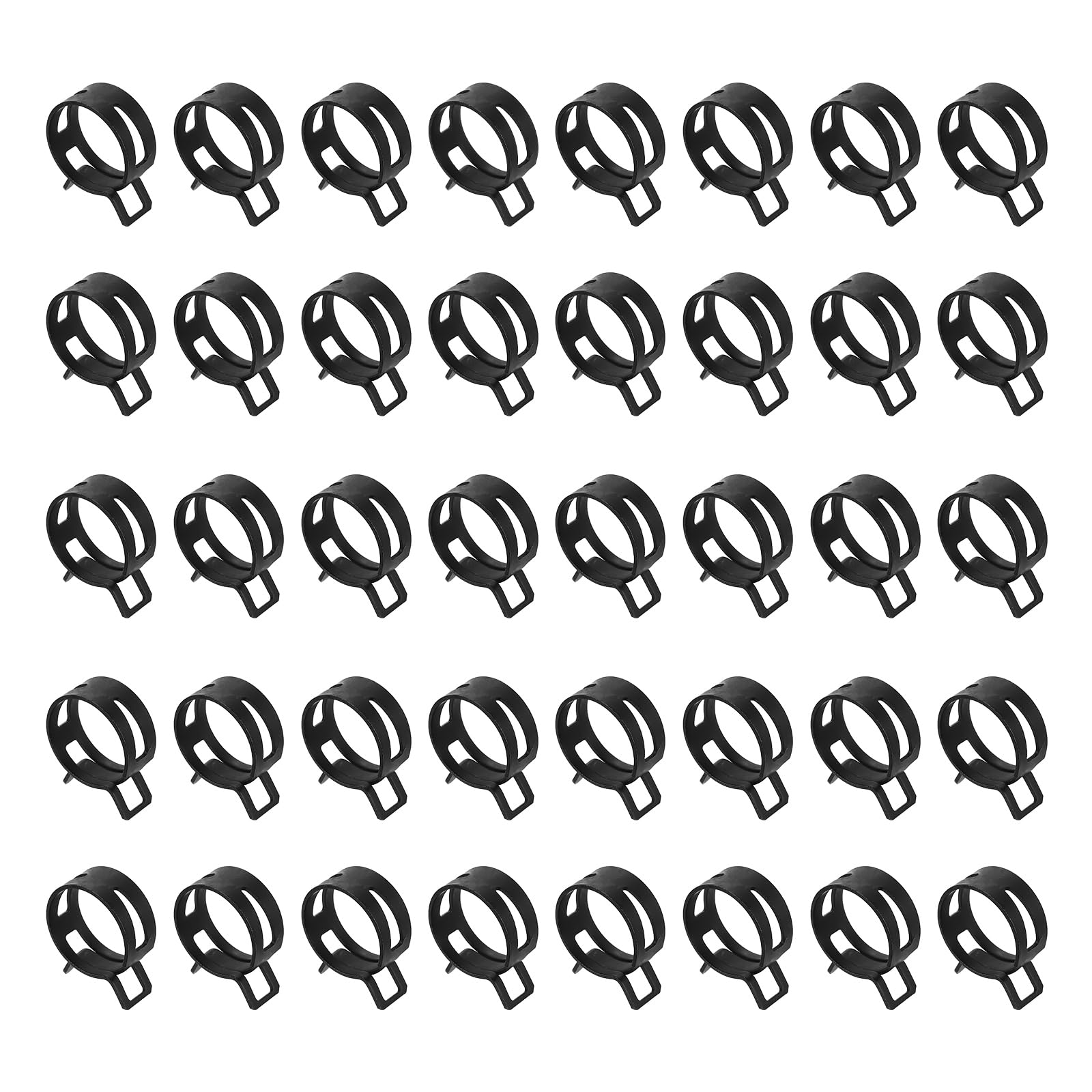sourcing map 60pcs Spring Band Type Hose Clamps 24mm Fuel Line Hose Spring Clip Silicone Vacuum Hose Pipe Clamp Low Pressure Tube Clip Fastener, Black — image 1