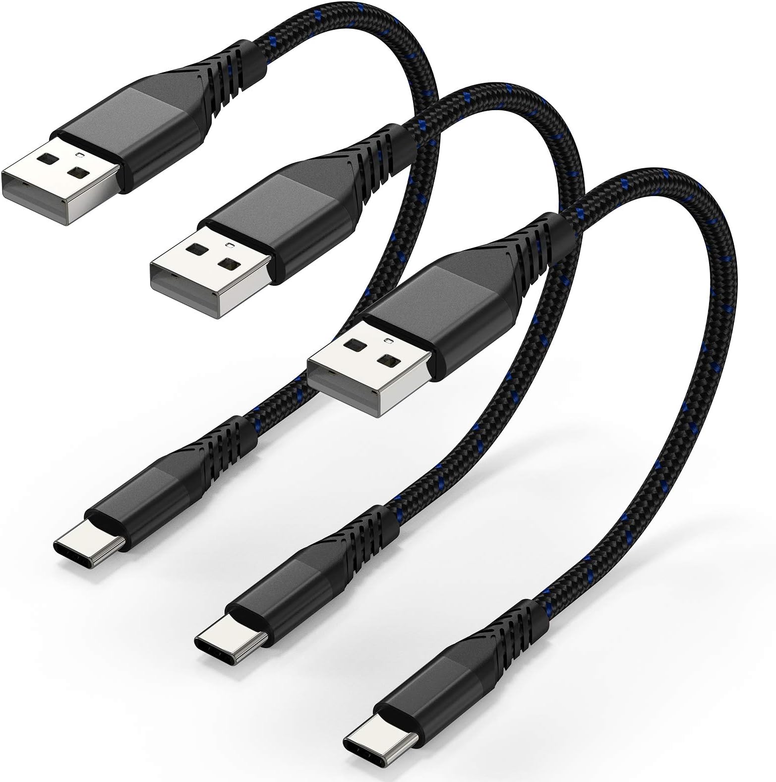 6 inch USB-C Charging Cable Short, 3 Pack Braided USB A to USB C Cord Fast Charging Type C Cable for Charging Station, Compatible with Samsung Galaxy S22 Ultra Note 20 A21 LG V30 V40 Pixel 6