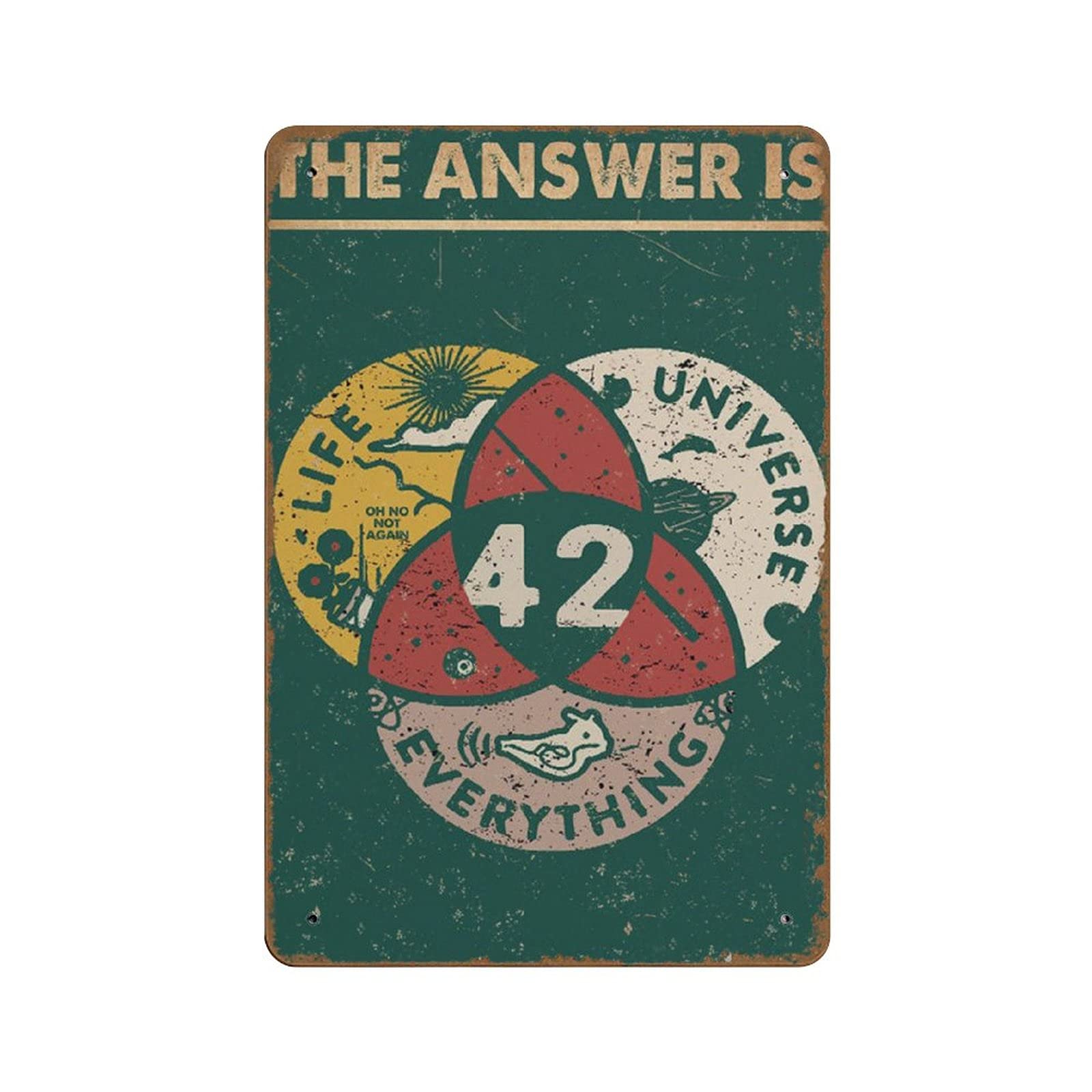 Bioprocess 42 The Answer To Life The Universe And Everything Poster Science Lover Wall Art Funny Hiking Art Print Hitchhiker's Guide Wall Decor Poster Metal Sign 8X12 Inches