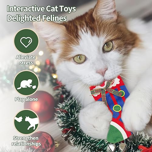 Miniatura 4 de Paquete de 2 medias de juguetes para gatos, incluye 0.18 onzas de polvo de vid plateada y 0.18 oz de polvo de hierba gatera, regalo para gatos y