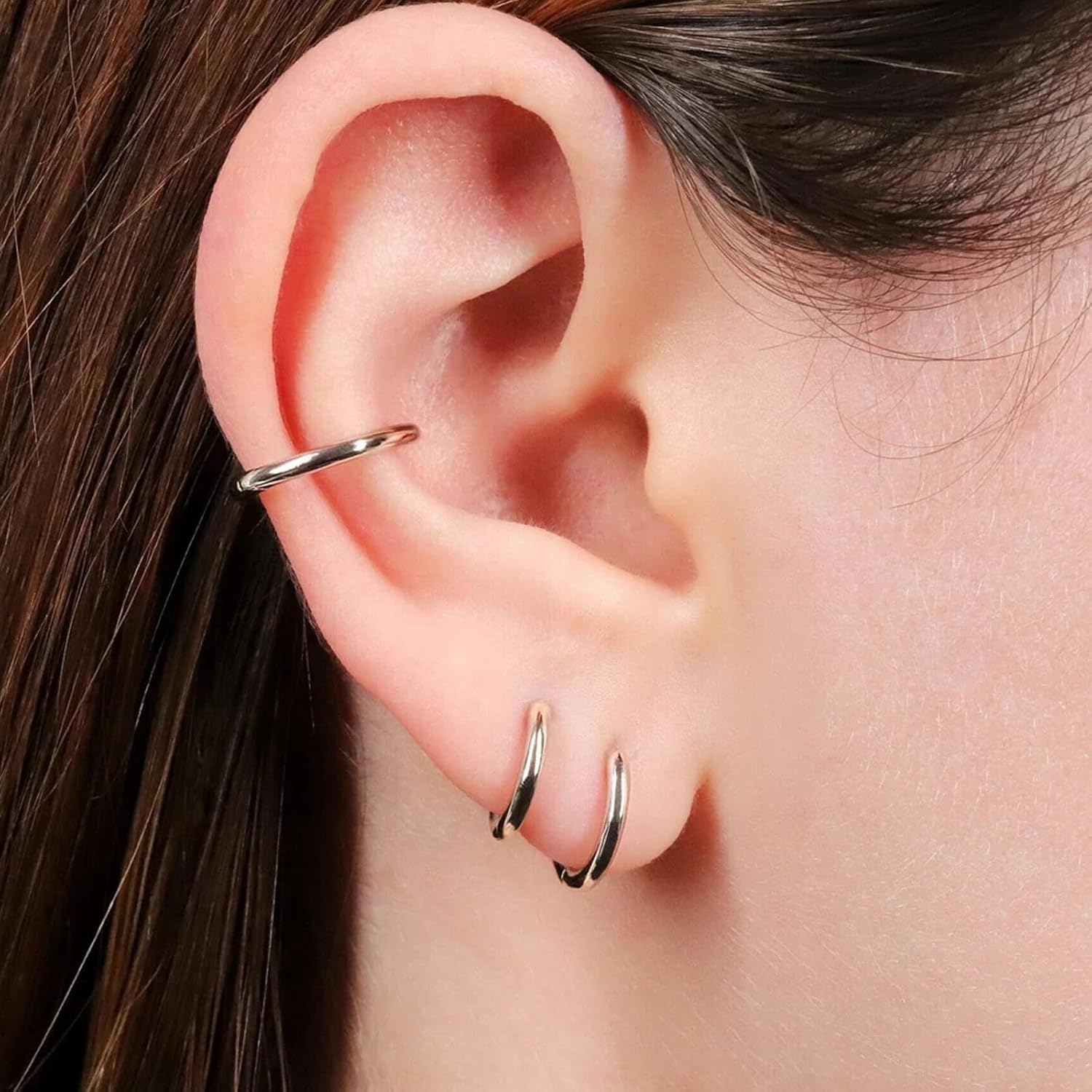 Small Hoop Earrings for Women -Gold Silver Huggie Cartilage Hypoallergenic Earrings for Men Surgical Stainless Steel with Cubic Zirconia for Helix Lobe - Image 4