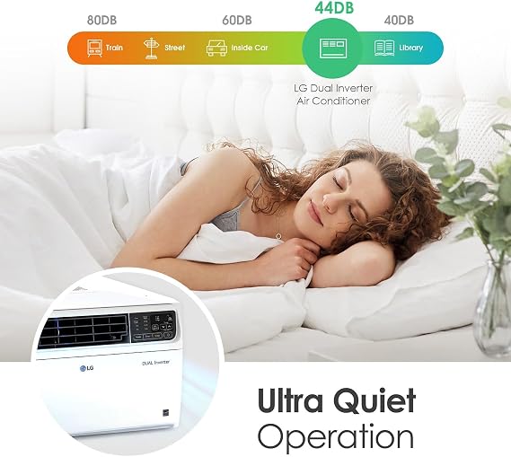 LG 23,500 BTU Dual Inverter Smart Window Air Conditioner, 230V, Air Conditioner Cools Rooms up to 1,440 Sq. Ft., Ultra Quiet Operation, with LG ThinQ, Amazon Alexa & Hey Google, White