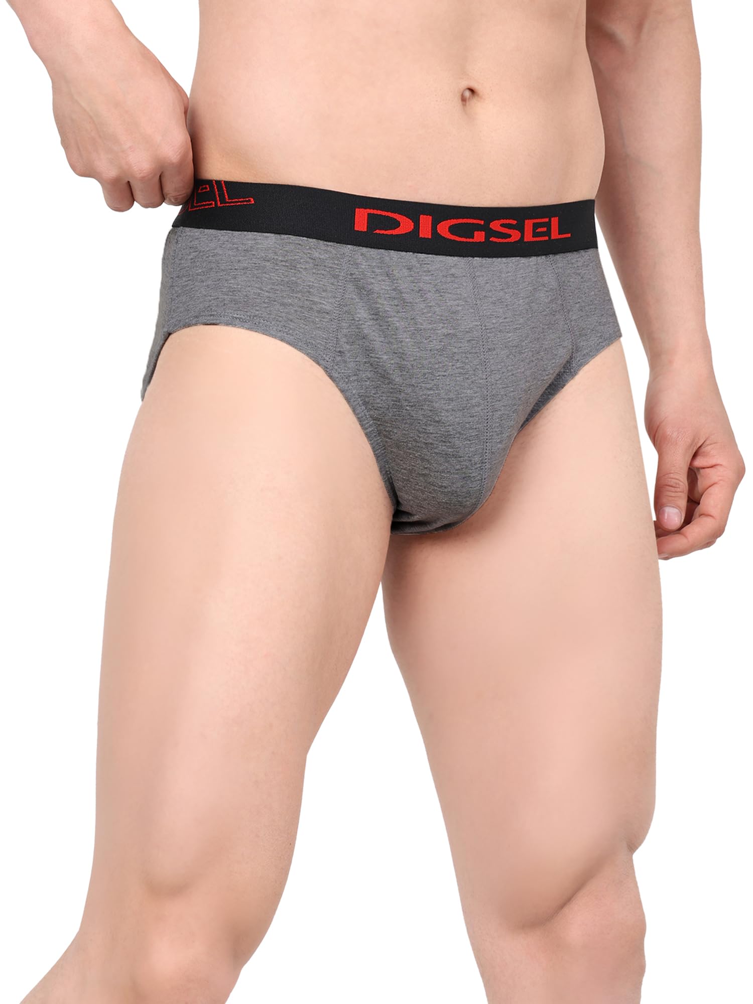 DIGSEL MENS WEAR Men 100% Combed Cotton Outer Elastic Self Design Briefs_ N Redz_Pack of 3 1