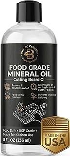 Mineral Oil for Wood Cutting Board - Food Grade Butcher Block Oil Conditioner, Cutting Board Oil for Bamboo, Teak, Wood Countertops, Knives, Utensils, Meat Grinder, Soapstone, Marble, 8 oz by Bambusi