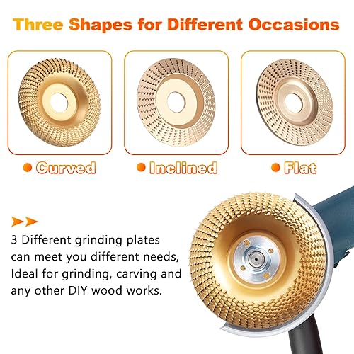 Miniatura 4 de Disco de tallado de madera, accesorios para amoladora angular, cuchillas de amoladora para madera, carpintería, incluye 3 discos de molienda de