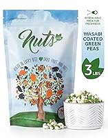 Vista 4 de NUTS U.S. - Guisantes verdes recubiertos de Wasabi, crujientes y picantes en bolsa resellable (3 libras)