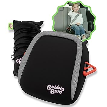 BubbleBum Inflatable Booster Car Seat Foldable, Lightweight, Backless Travel Booster Seat for Kids, Portable Carseat for Toddler, Fits 3 Across, Compact for Uber - Ages 4-11 Year Old, Black