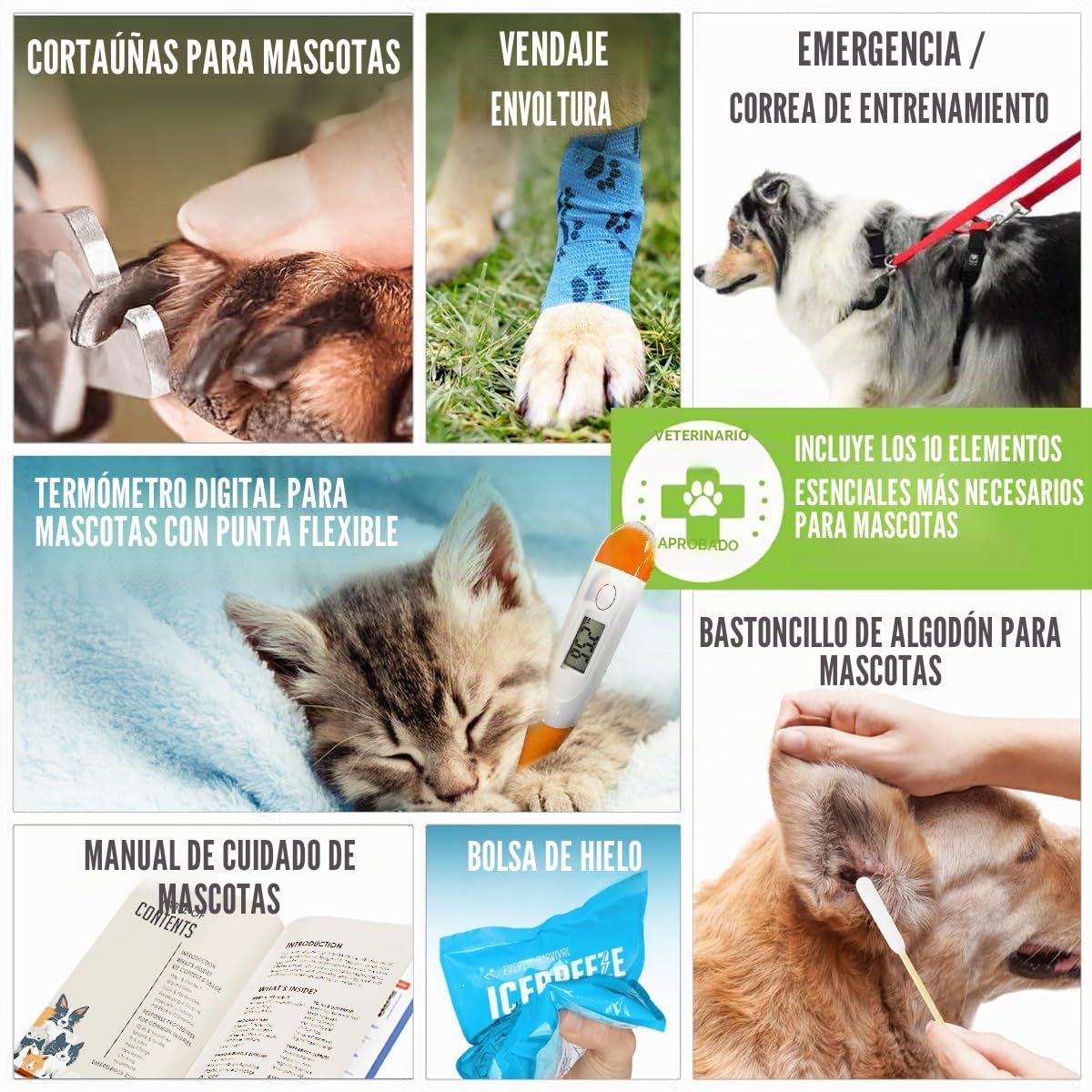 EVERLIT - Kit de primeros auxilios para mascotas | Kit de cuidado de animales aprobado por veterinarios con 95 piezas de suministros médicos, al aire libre y de emergencia para tratar perros, gatos |