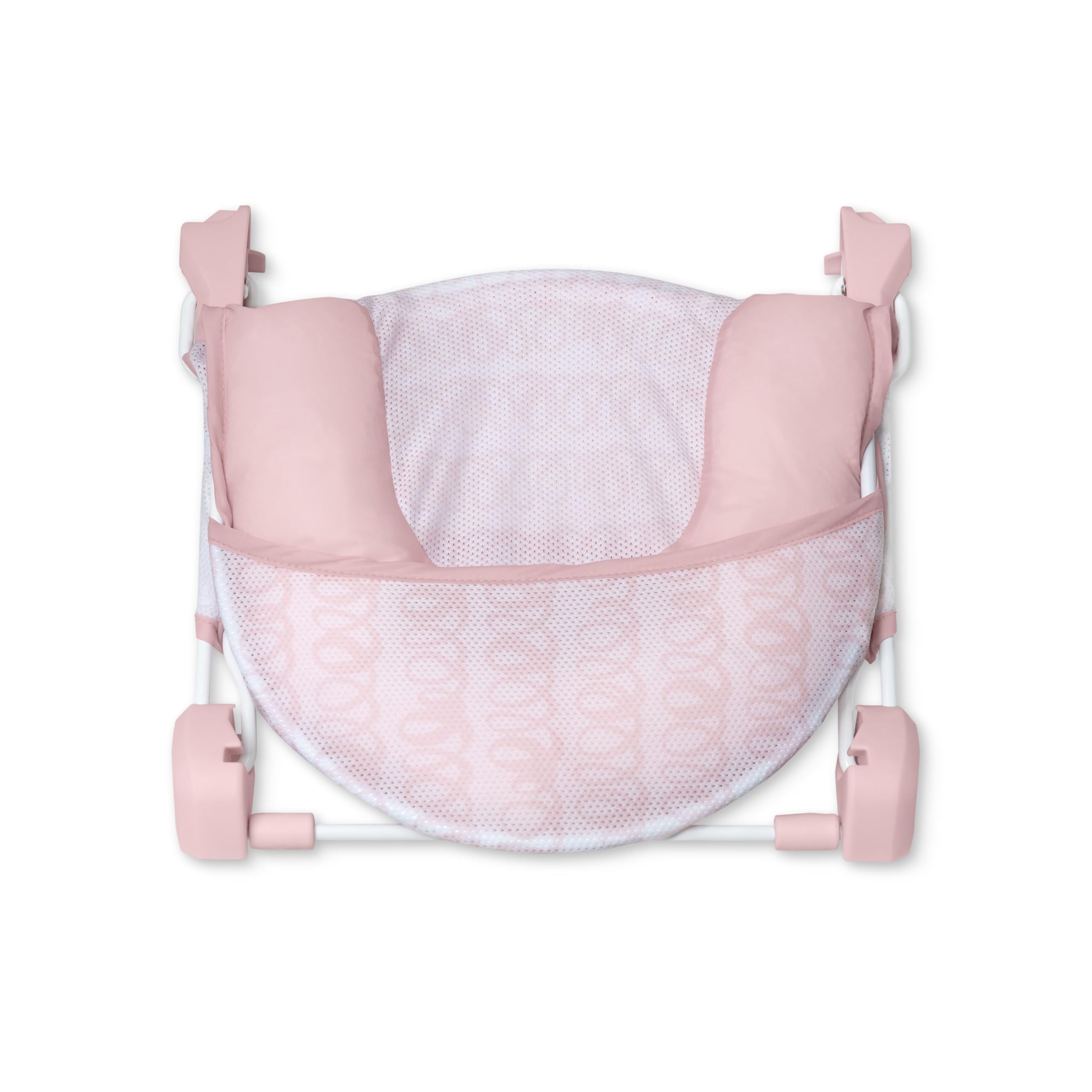 Ingenuity FoldAway 2-Position Bagnetto, seggiolino da bagno per bambini regolabile a 2 posizioni per lavandino o vasca da bagno, età 0-6 mesi, fino a 9 kg, Rosa