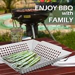 8” Panier à griller, HaSteeL petit BBQ Ensemble de paniers de gril 2 pour les légumes, Kabobs, Shrimps, Accessoires de grillage en acier inoxydable lourd pour tous les grils, Lave-vaisselle sans danger