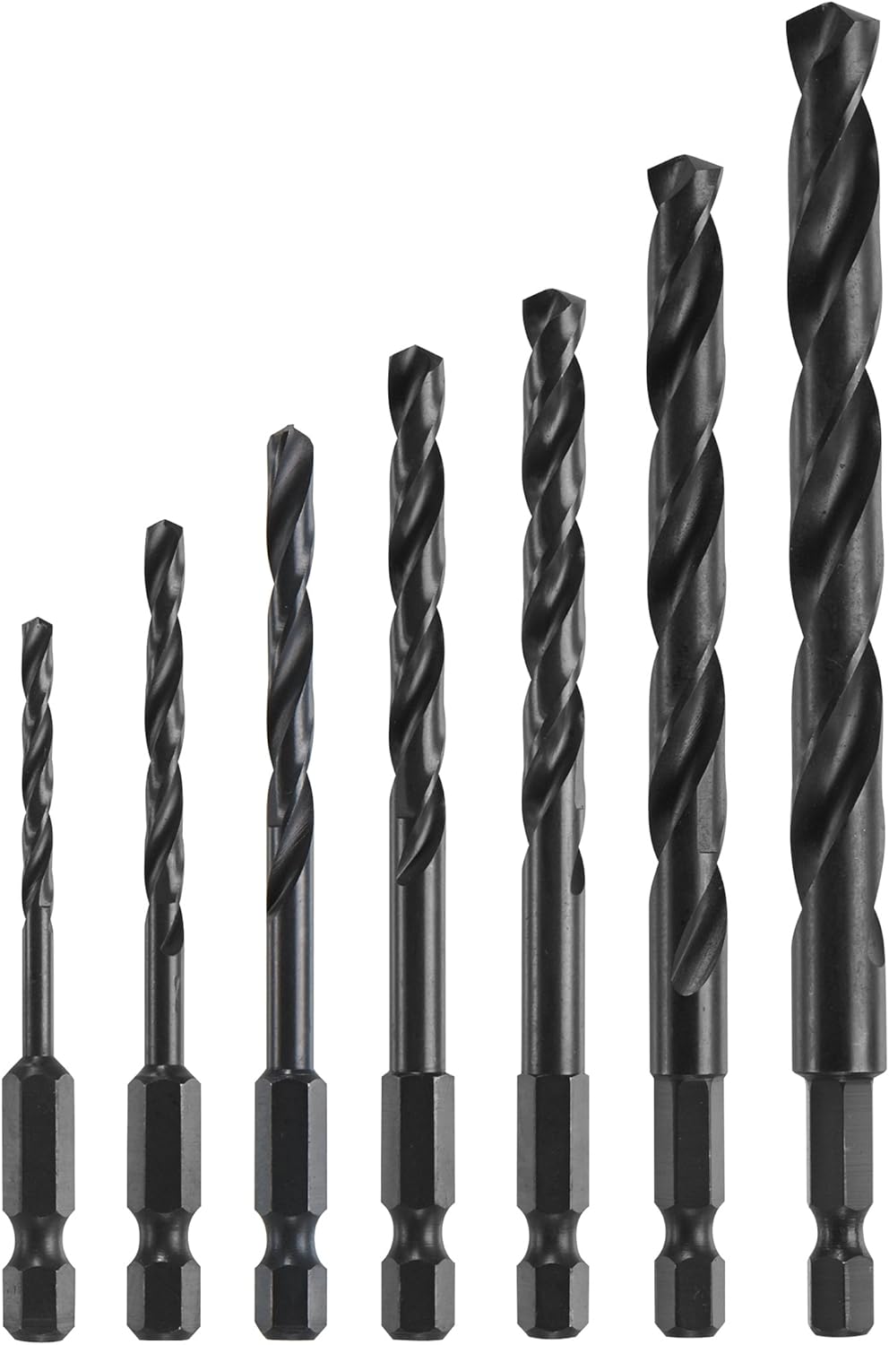 Bosch IMD5007 7-Piece Hex Shank Impact Tough Drill Bit Set, Black Oxide