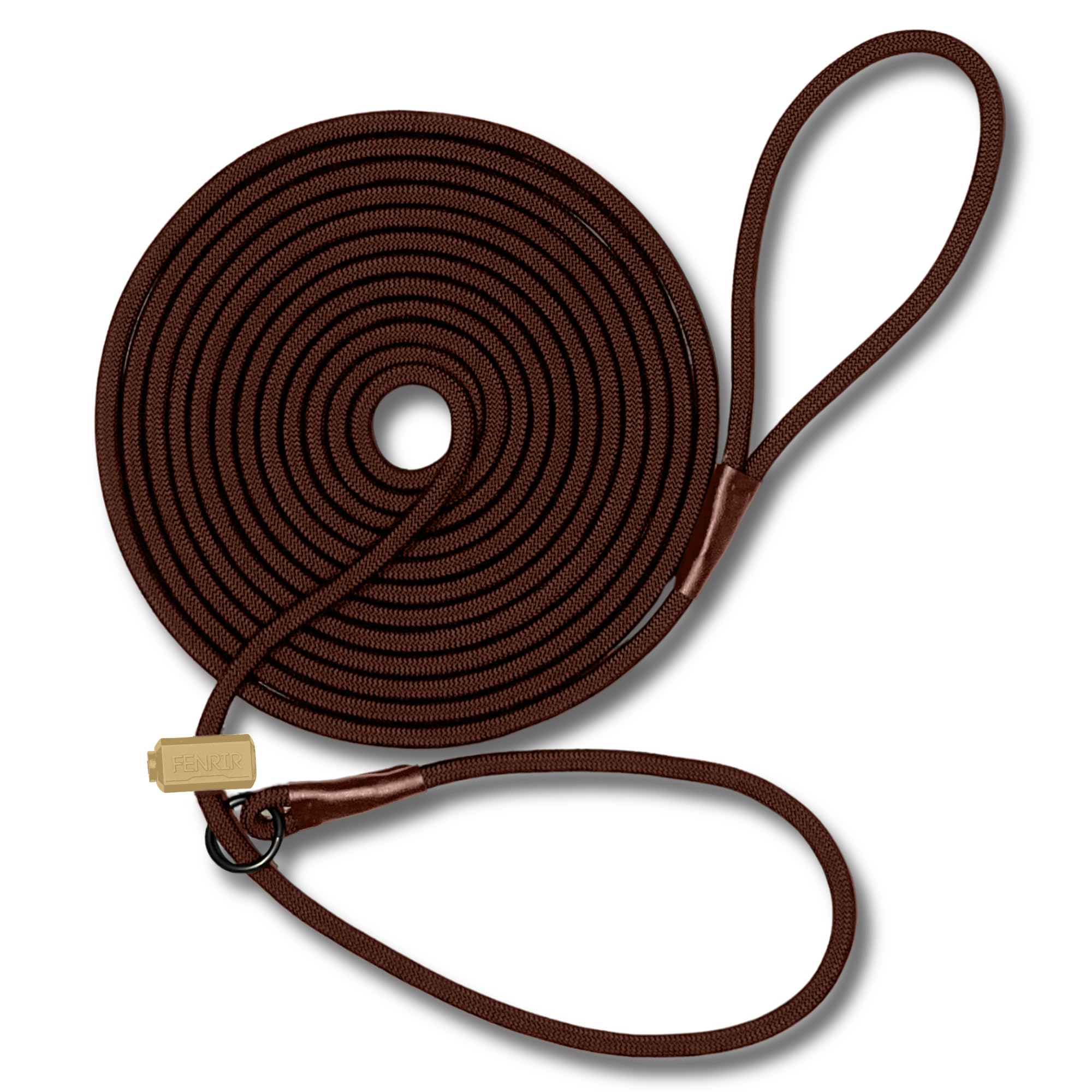 Fenrir Long Line Slip Leash 6m Professional Dog Training Lead To Train Recall, Perfect For Recall, Easy To Use, Spring Loaded Stopper, Light Weight And Durable (Brown)