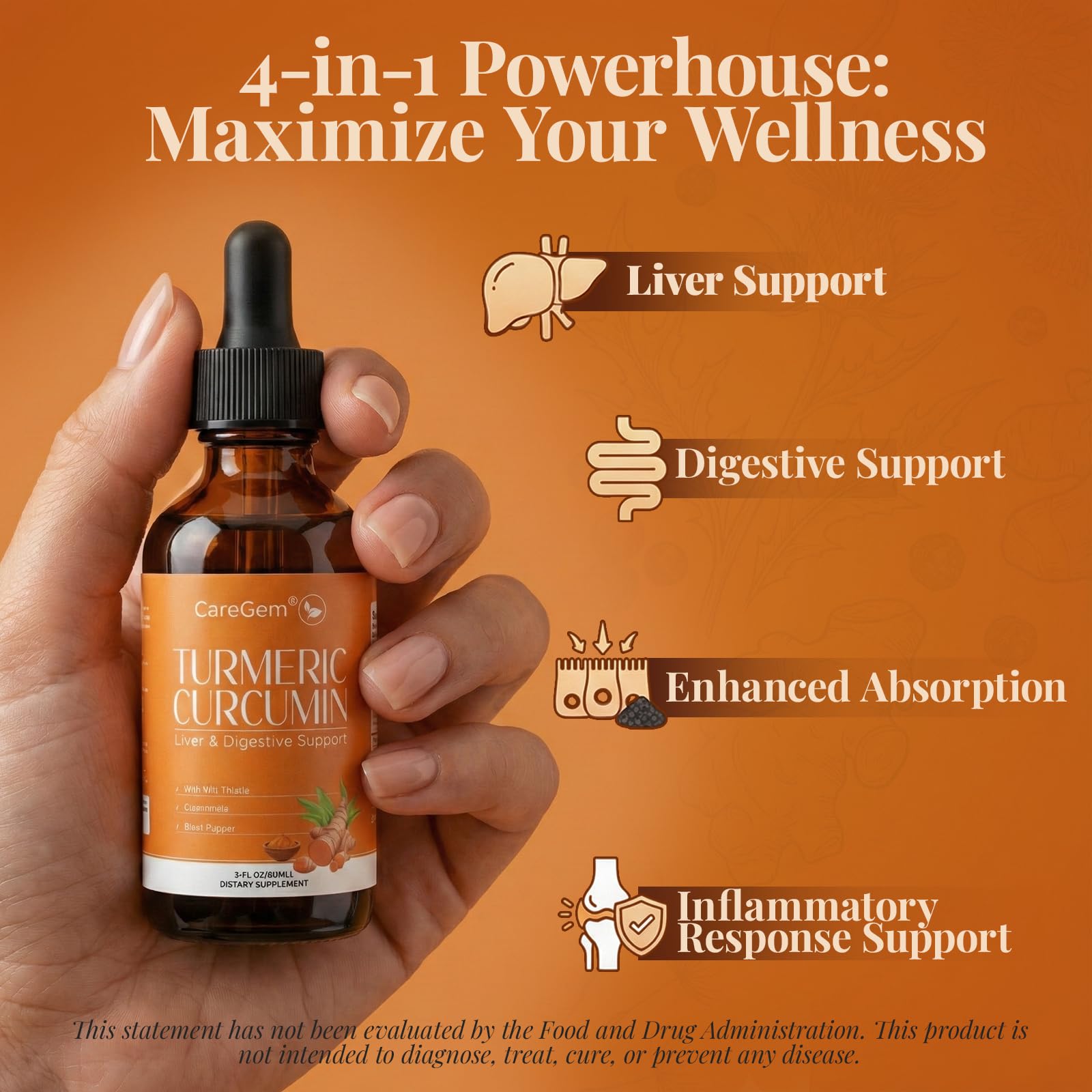 Turmeric Curcumin & Milk Thistle Drops, Liver Health & Joint Support, 2 oz — Amazon image 2