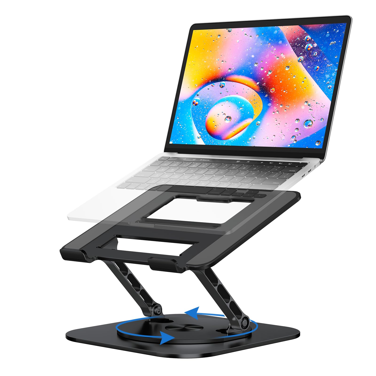 MCHOSE Laptop Stand for Desk, Ergonomic Laptop Riser with 360° Rotating Base, Foldable Notebook Computer Holder Stand Compatible with MacBook Air Pro, Dell XPS, More 10-17" Laptops, Black