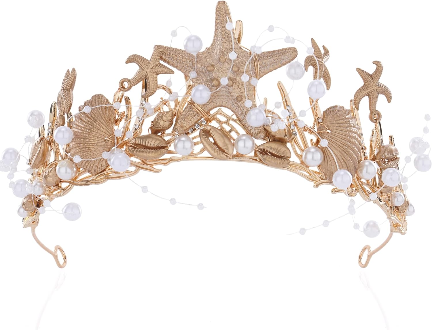 Mermaid Crown Boho Starfish Headpiece - Seashell Crowns with Sea Star for Halloween Costume Beach Wedding Accessories
