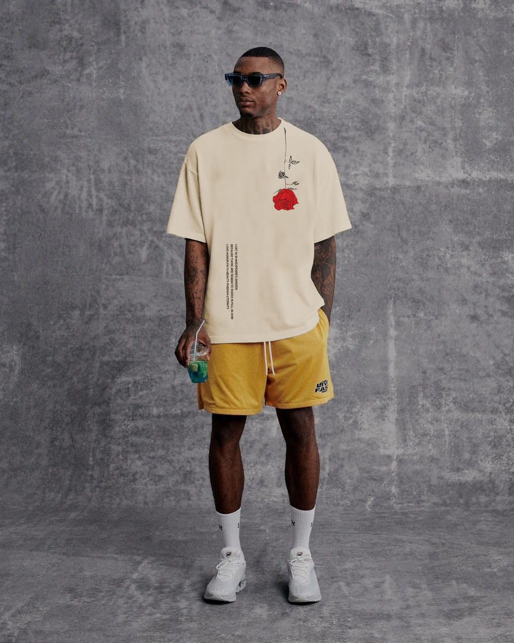 UOUA Mens Graphic Tees Vintage T-Shirts Oversized Letter Print Casual Crewneck Cotton Top Short Sleeve Rapper Streetwear - Image 3