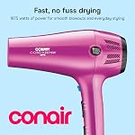 Styler Conair 1, 875 Watts avec Cordon Rangement, 1 Compte, Rose, 1 EA (209BCR) | 1875W, Cordon Rétractable, pour Plusieurs Types de Cheveux, Comprend Diffuseur et Concentrateur, Rose, 209BCX